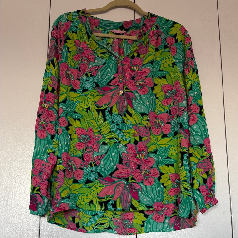 Lilly Pulitzer Vibrant Pink and Green Blouse